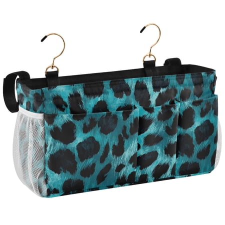 Ryvnso Bedside Caddy Green Leopard Bedside Storage Bag Hanging Organizer
