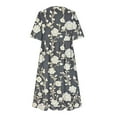 thumbnail image 5 of Ecqkame Women's 2025 Summer Dresses Floral Casual Loose Beach Dress Short Sleeve Crew Neck Flowy Long Dress with Pockets 01-Gray M, 5 of 5