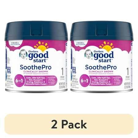 (2 pack) Gerber Good Start SoothePro (HMO) Powder Infant Formula, Stage 1, 19.4 oz