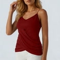 thumbnail image 5 of ZHYou No Boundrie Camisole Tops for Women V Neck Spaghetti Strap Wrap Front Ruched Loose Fit Casual Summer Tank Tops Wine Size 2XL, 5 of 7