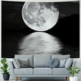 thumbnail image 4 of ERAPDAUR  Small Full Moon Over Ocean Tapestry Wall Hanging, Starry Night Sky Wall Tapestry, 3D Fantasy Black and White Large Moon Wall Art for Bedroom Living Room Dorm Home Decor 60x50inch, 4 of 6