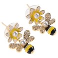 thumbnail image 3 of Cute Floral Bee Earrings Ear Jewelry for Women Zircon Drop Dangle, 3 of 5