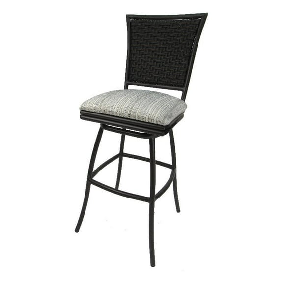 Indoor/Outdoor 30" Bar Stool Erin without Arms - Natural Fun Fabric -Brown Frame