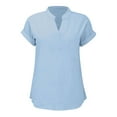 thumbnail image 4 of bnaln Womens Summer Tops Trendy Gauze Shirts Blouse Short Sleeve V Neck Tunic Loose Fit Peasant Boho Clothes Dressy Casual Blouses Baggy Tees Shirts Elegant Office Work Tops, 4 of 5