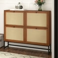 thumbnail image 2 of YOCWO 2 Tier Shoe Cabinet with 4 Flip Drawers, Narrow Shoe Storage Cabinet for Entryway, Walnut, 2 of 6