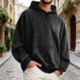 thumbnail image 2 of XIAONU Men Solid Oversized Hoodie Garment Dyed Kangaroo Pocket Pullover Cozy Everyday Casual Hoodies M, 2 of 4