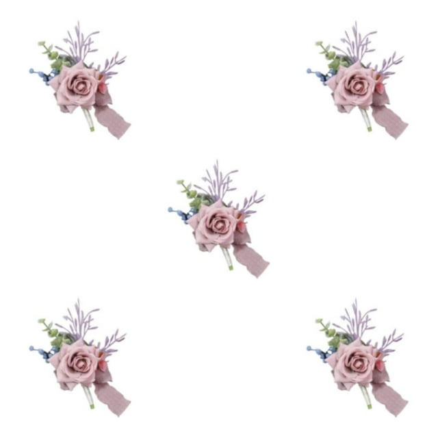 Destyer 1/2/3/5 Boutonnière à Épingle de Sûreté pour Bal et Fête - Réutilisable Éco-Responsable Corsage Rose 5 Pcs