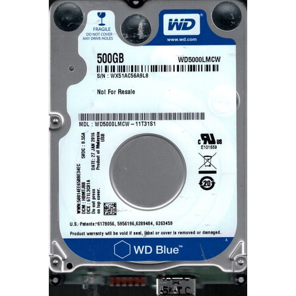 WD5000LMCW-11T31S1 DCM: HBMTJBB WX51A Western Digital 500GB