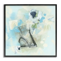 Stupell Industries Blue & Grey Abstract Abstract Painting Gray Framed Art Print Wall Art, 17 x 17