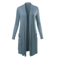 thumbnail image 1 of A2Y Women's Lightweight Open Front Pocket Long Length Long Sleeve Rayon Spandex Cardigan Moonlight Blue S, 1 of 5