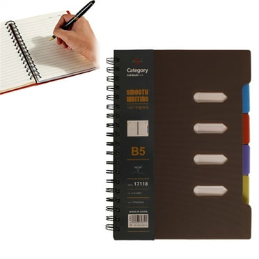 Goohae 5-Tab Subject Notebook, Wire-Bound Organizer for Work & Study Notes, Spiral Notebook, Rotating Notebook, Brown