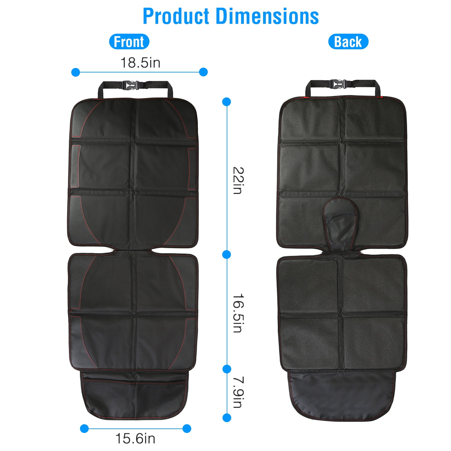 Imountek 2Pcs Car Seat Protector Cushion with Thick Padding, Protector for Child Car Seat, Mesh Pockets & Non-Slip Back Fit for Cars SUVs
