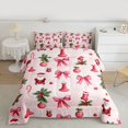 thumbnail image 2 of Feelyou Pink Princess Bowknot Full Size Comforter Sets, Kawaii Winter Santa Claus Bedding Comforter Set, Christmas Flower Reversible Bedding Sets, Microfiber Bedroom Decor, 3-Piece, 2 of 8