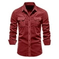 thumbnail image 4 of IROINNID Plain Long Sleeve Shirts for Men Cozy Turn-down Collar Solid Button Down Shirt Blouse Tops Deals,Burgundy, 4 of 9