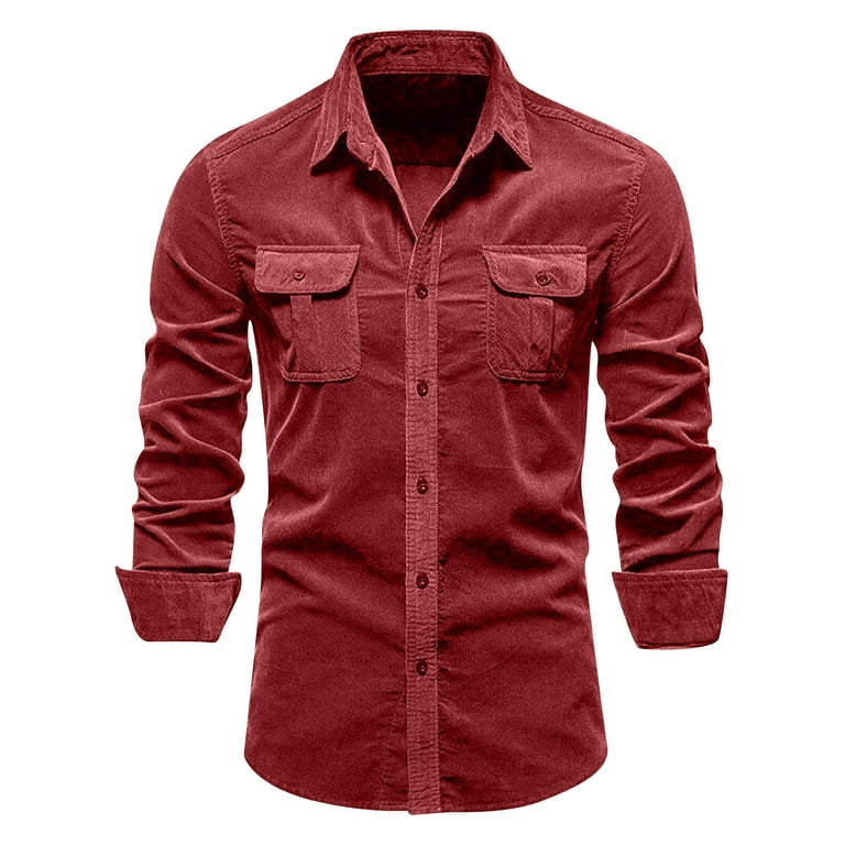 IROINNID Plain Long Sleeve Shirts for Men Cozy Turn-down Collar