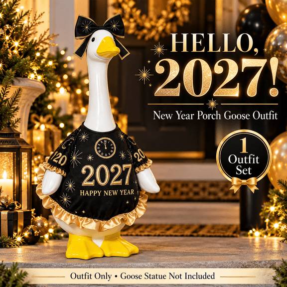 Seasonal Porch Goose Outfit, Seasonal Costume for a Compatible 23 Inch Goose Statue, Ideal for Front Porch and Entryway, Ideal for Yard and Seasonal Welcome Display, Made for Holiday Garden Decor