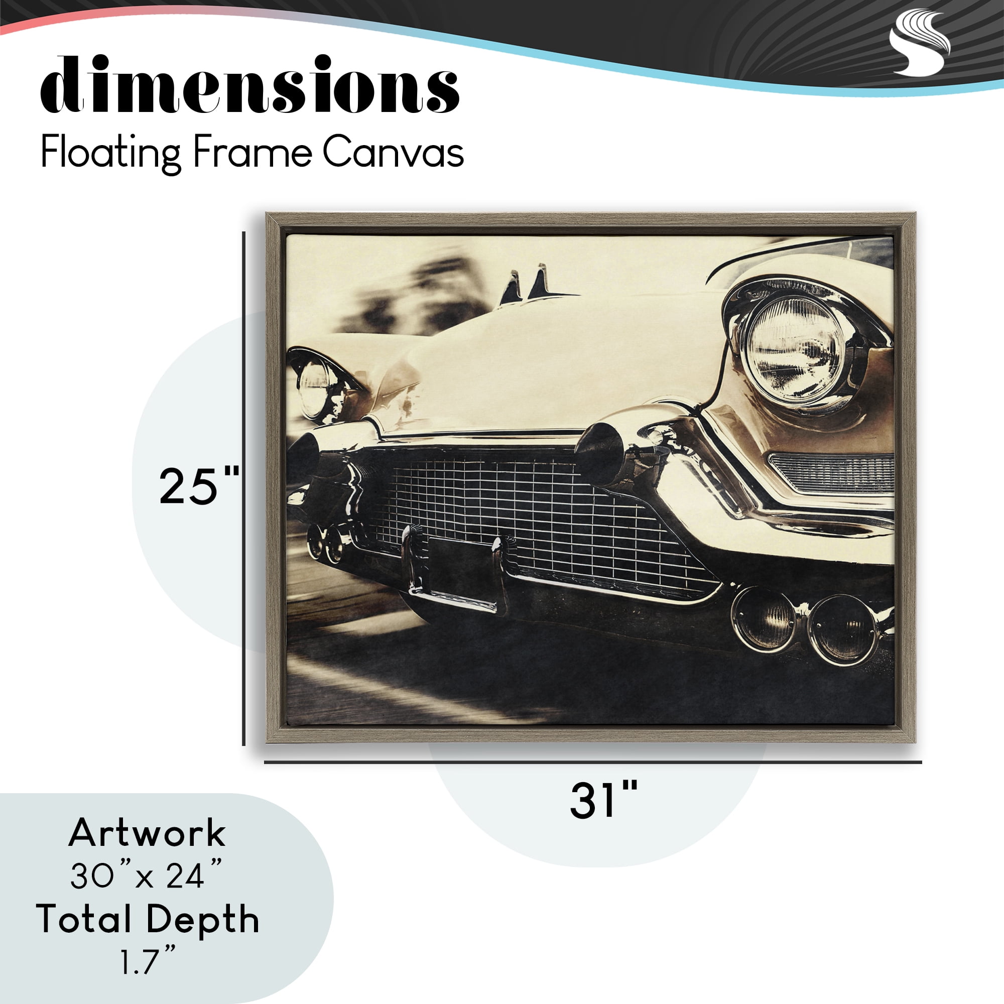 Stupell Industries Vintage Ride Headlights Brown Framed Floater Canvas Wall Art, design by Marcus Prime