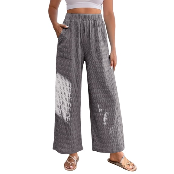 Sngxgn Womens Mid-Rise Stretch Pants Casual Work Pants(Grey,L)