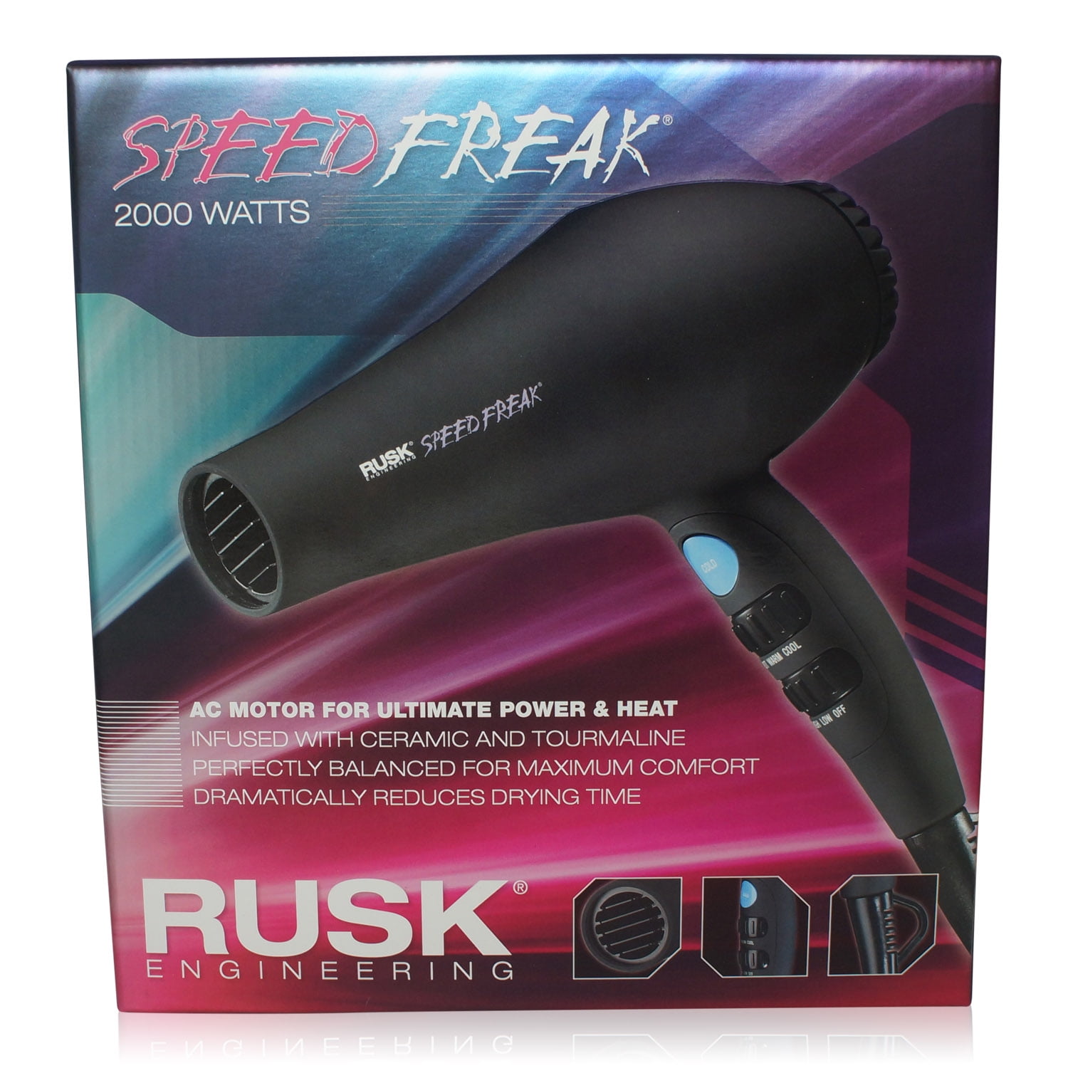 Rusk Speed Freak Professional Ceramic Tourmaline Hair Dryer 2000 Watts