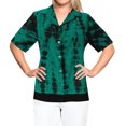 thumbnail image 4 of HAPPY BAY Women's Casual Beach Hawaiian Short Sleeve Blouse Shirt T-Shirt Blouses Button Down Dress Tee Shirts Tops for Women XXL Faded Tie Dye, Green, 4 of 5