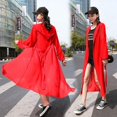 thumbnail image 3 of Cárdigan de chal liso de verano con capucha, camisas de playa, cárdigan de manga larga de gran tamaño para mujer, blusas sueltas con protección solar tipo vendaje, 3 of 5