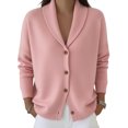 thumbnail image 2 of TGSLY Women's Shawl Collar Sweater Soft Smooth V Neck Button Down Long Sleeve Knit Cardigan Oversize Casual Solid Color Fall Winter Outerwear XL, 2 of 6