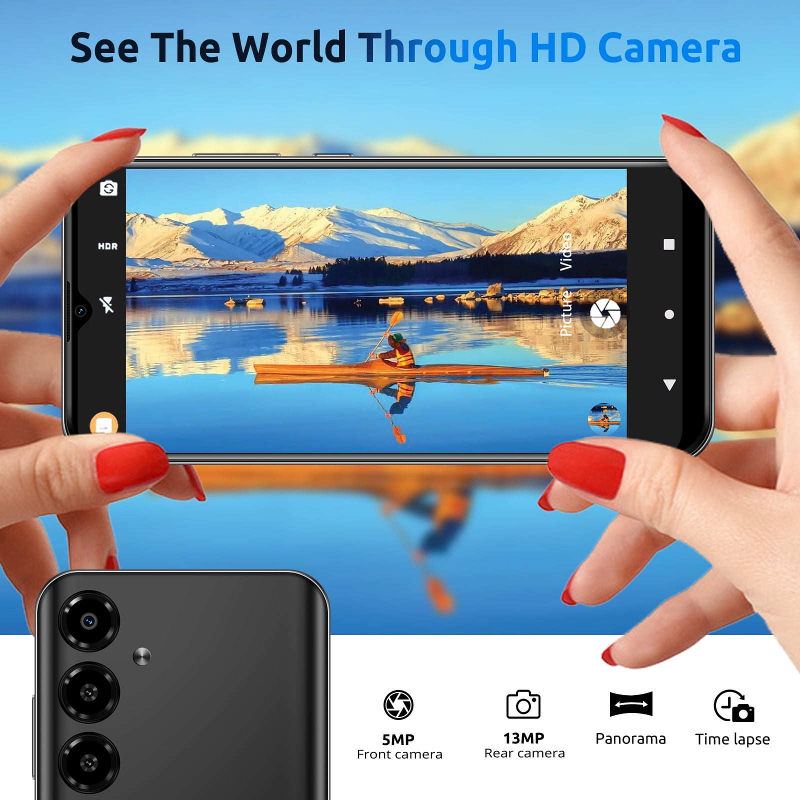 XGODY V50 4G T-Mobile Unlocked Cellphones, 4GB+64GB Unlocked Android Phone, 4500mAh Battery with 6.5" Smartphone, Black