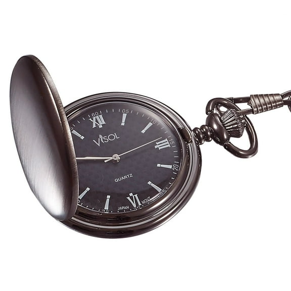 visol benson brushed gunmetal japanese quartz pocket watch