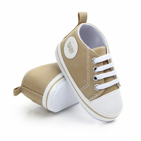 

Franhais Baby Canvas Shoes Soft Sole First Walkers Sneaker Infant Lace-up Anti-slip Flat Shoes