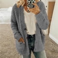 thumbnail image 2 of Abrigo de invierno de felpa gruesa para mujer, cárdigan térmico suave de un solo pecho para otoño, suéteres de moda para mujer, sudaderas con botones, prendas de vestir exteriores, 2 of 5