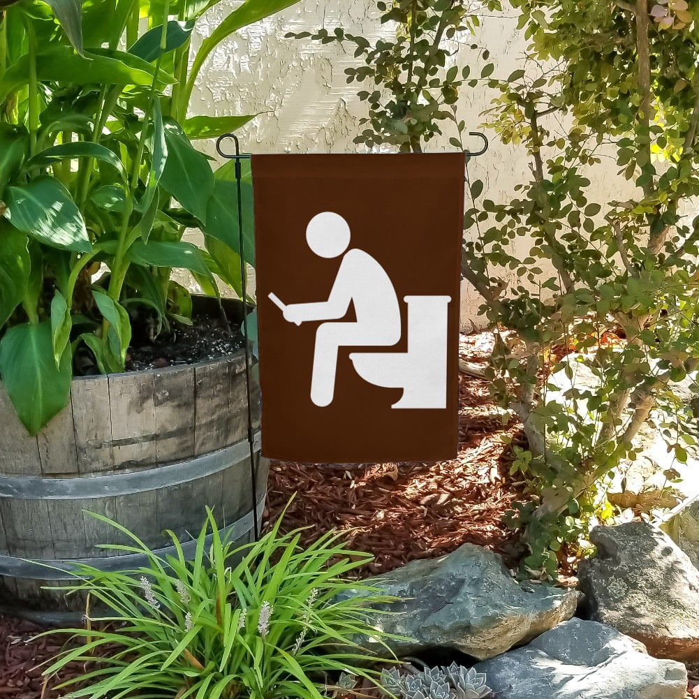 Man Pooping on Toilet Funny Garden Yard Flag