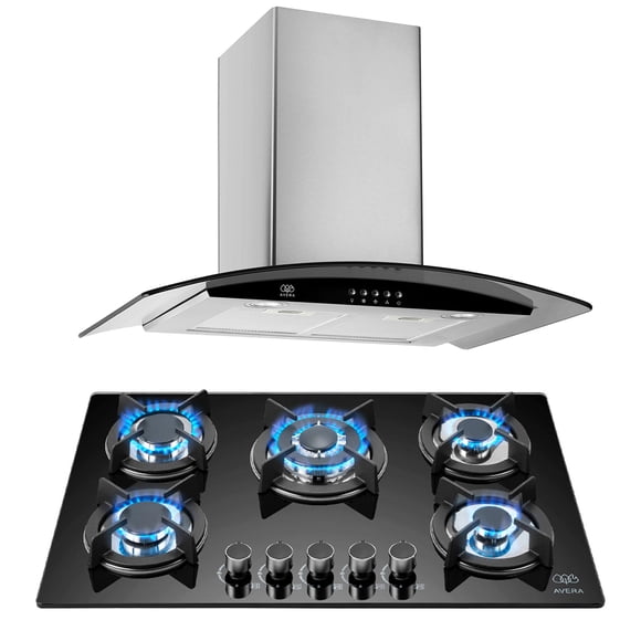 Combo Parrilla a Gas 5 Quemadores VT5 Campana de Pared 76 cm CEV60C AVERA VT5CEV60C