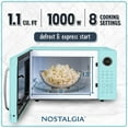 thumbnail image 4 of Nostalgia 1.1 cu ft Retro Microwave Oven, 1000W Countertop Microwave Oven with 8 Auto Cook Programs, Aqua, 4 of 8