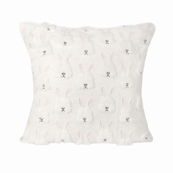 DefiDgd 16x16inch Easter Pillow Covers,Bunny Embroideried Soft Plush Throw Pillow,for Spring Farmhouse Home Sofa Couch Living Room Bedroom Decorations(Medium)