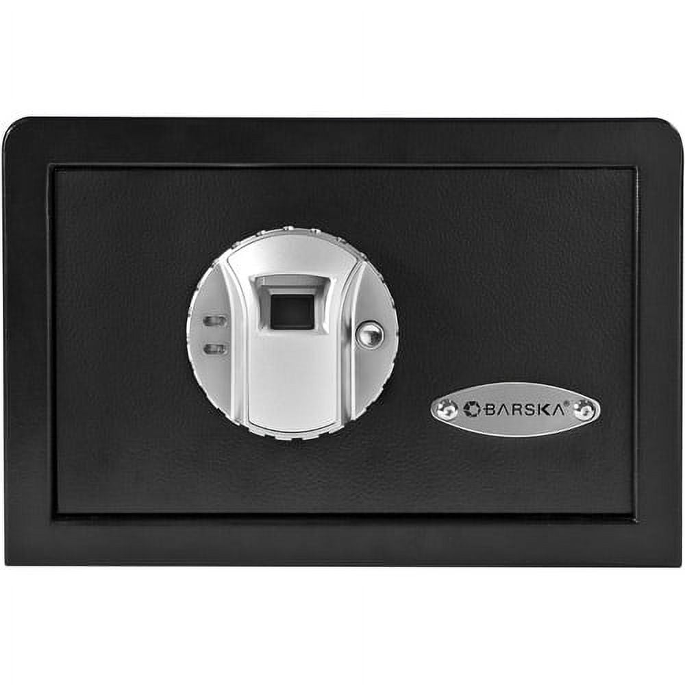 Barska AX11620 Biometric Fingerprint Mini Security Home Safe Box 0.29 Cubic Ft, Black, 12" x 8" x 7.75"