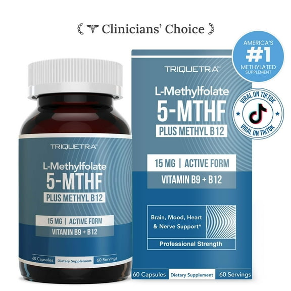 Triquetra Health L-Methylfolate (15 mg) Plus Methyl B12 Capsules