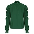 thumbnail image 4 of Spring Tops for Women Womens Tops under $10 Fall Clothes New Trendy Women's Round-Neck Long Sleeve Solid Casual T- Shirt Blouse Tops Green S, 4 of 6