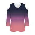 thumbnail image 6 of Womens Tops 3/4 Length Sleeve Tops Neck Casual Print Tunic T Shirts Three Quarter Length Tops Blouses For Women, 6 of 7