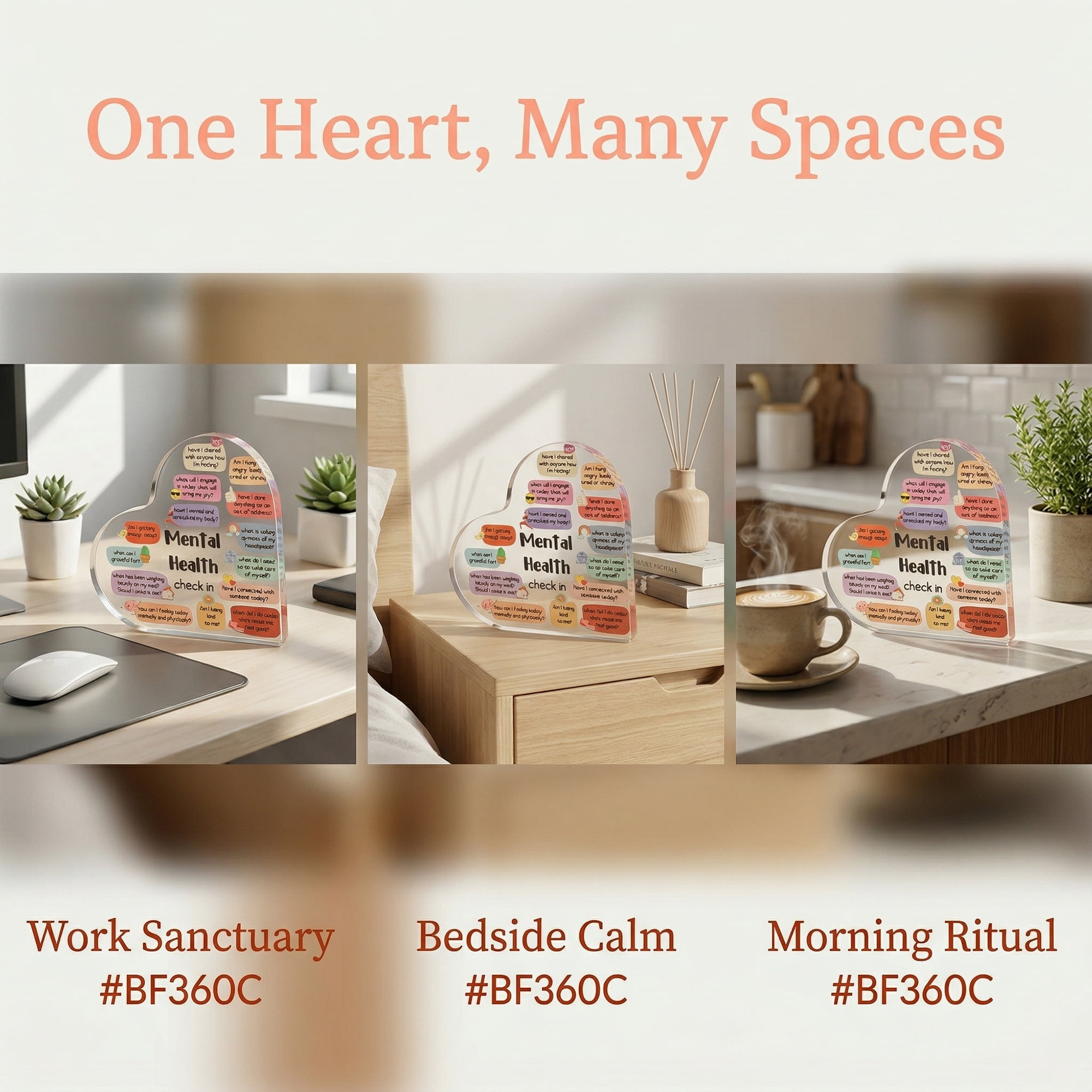 Unique Bargains Acrylic Heart Desk Sign Gift Keepsake Plaque for Coworker Style D 3.9in