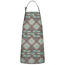 Brown Ethnic Feather Pattern Apron-Garden Aprons for Women with Pockets-Cotton Linen Waterproof Kitchen Cooking Gardening Aprons Adjustable for Kitchen,Cooking,BBQ and Salon 33x27 Inch