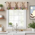 thumbnail image 2 of Easter Bunny, Kitchen Curtain Valances for Windows Farmhouse Short Curtains, Vintage Plaid Orange Easter Eggs Rabbits Rod Pocket Valance Curtain for Bedroom Cafe Living Room 54"x18", 2 of 8