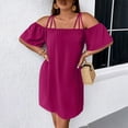 thumbnail image 2 of WULMLEO Women's Plus Size Dresses Off Shoulder Short Sleeve Short Dresses Causal Loose Tunic Summer Dress Purple 4XL, 2 of 5
