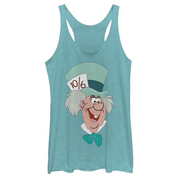 Women's Alice in Wonderland The Mad Hatter  Racerback Tank Top Tahiti Blue Small