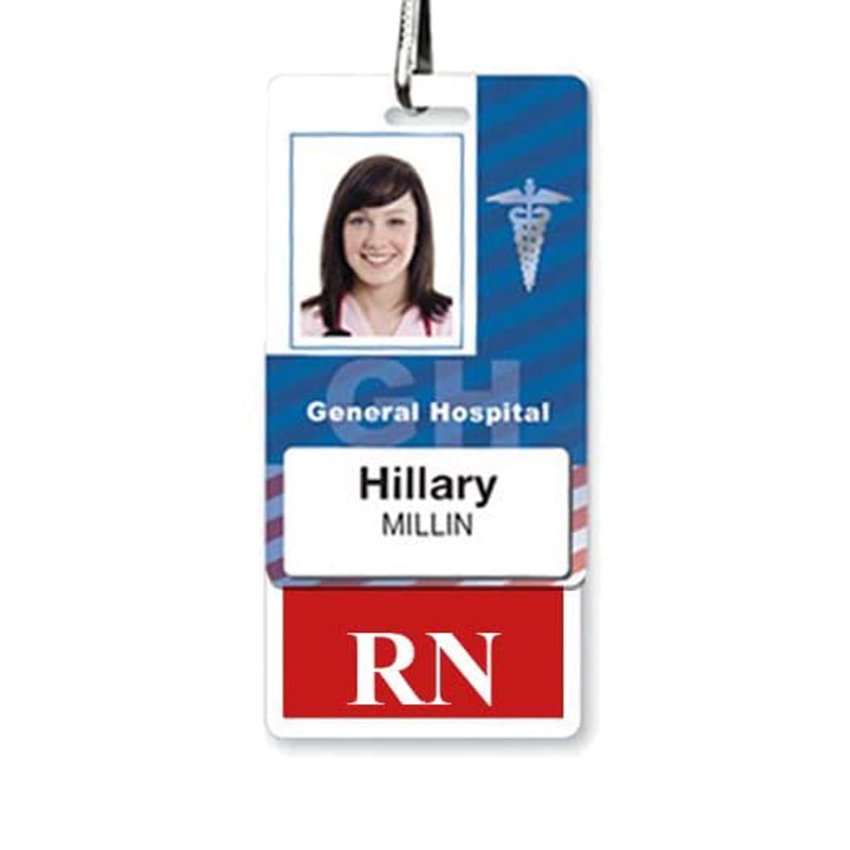 RN Badge Buddy - Heavy Duty Vertical Badge Buddies for Registered Nurses - Spill & Tear Proof Cards - 2 Sided USA Printed Quick Role Identifier ID Tag Backer by Specialist ID (Red)