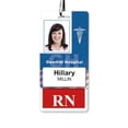 thumbnail image 2 of RN Badge Buddy - Heavy Duty Vertical Badge Buddies for Registered Nurses - Spill & Tear Proof Cards - 2 Sided USA Printed Quick Role Identifier ID Tag Backer by Specialist ID (Red), 2 of 3