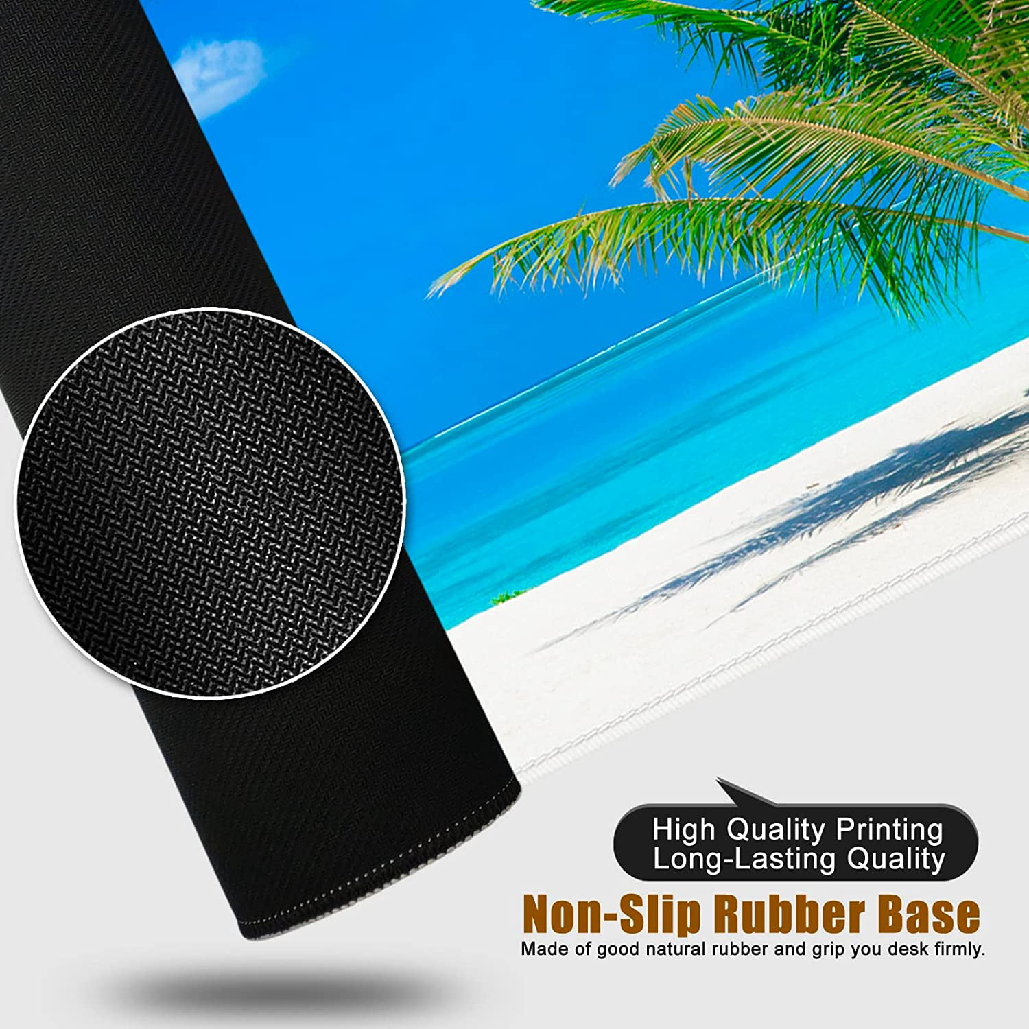 Beach Gaming Mouse Pad XXL Large Mouse Pad 35x15.7x0.12 inch Extra Large Mouse Pad Ocean Theme Blue Mouse Pad (Beach Ocean -4)