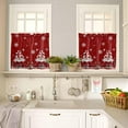 thumbnail image 4 of Christmas Gnomes Kitchen Curtains and Valances Set, Rod Pocket Curtains Tier Farmhouse Window Curtains 24 Inch Length, Xmas Red Poinsettia Snowflake Winter 3 Piece Kitchen Curtains Set, 4 of 6