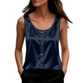 thumbnail image 7 of VBVC Women's Satin V Neck Tank Tops, Ladies' Sleeveless Pleated Dressy Blouses, Elegant Office Work Silky Camisole Tops For Women, Navy , S-3XL, 7 of 7
