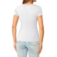 thumbnail image 4 of JoveMarine Women's Slim Fit V-Neck Short Sleeve T-Shirt Solid Color Fitted Tee Casual Summer Top for Daily Wear Spring/Summer White L, 4 of 5