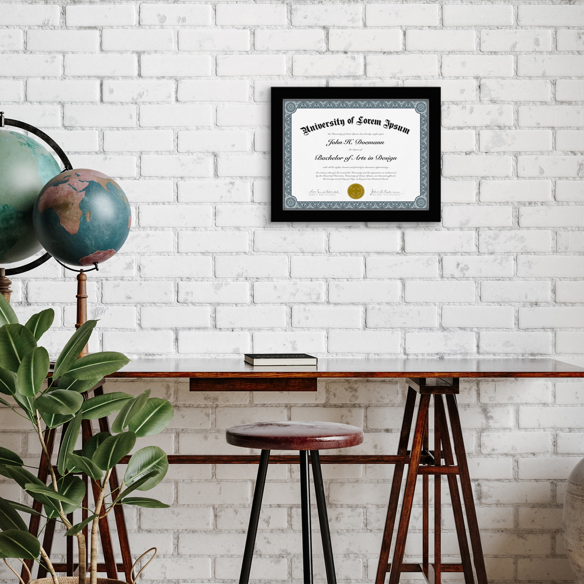 Americanflat 8.5x11 Diploma Frame with Shatter-Resistant Glass Document Frames Legacy Collection Wall - Black